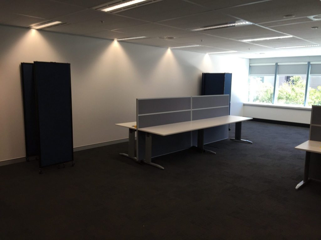 private conference room using mobile room divider
